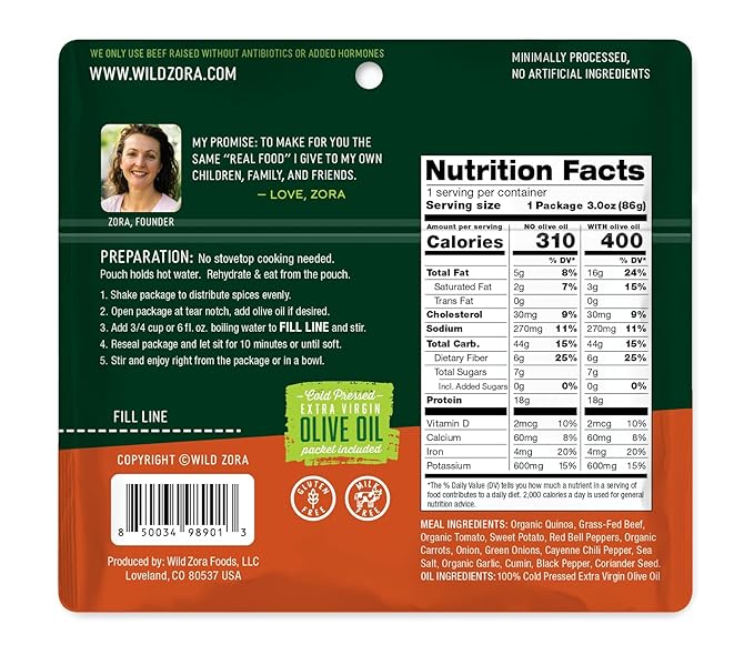 Wild Zora Organic Quinoa Bowls - Quick Prepared Meals, Instant Tasty Bowls, Pantry Staples Gluten-Free Meal with Lentils Plus 10g Olive Oil Packet - Variety (5-Pack)