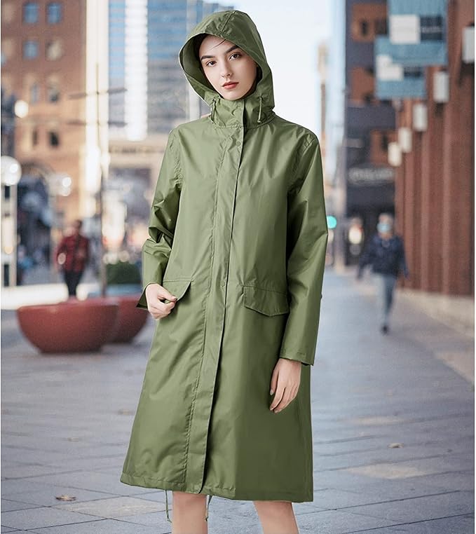ANYOO Waterproof Rain Poncho Lightweight Reusable Hiking Hooded Coat Jacket for Outdoor Activities