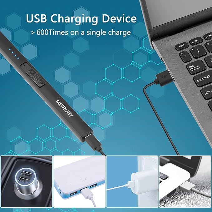 2 Pack Electric Candle Lighter, Christmas Stocking Stuffers Gifts for Women Mom Men Wife Sister, USB Arc Rechargeable Windproof Long Lighter for Candle BBQ Housewarming Birthday Gifts Idals