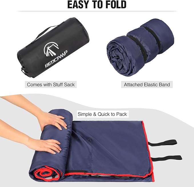 REDCAMP Large Waterproof Stadium Blanket for Cold Weather, Soft Warm Fleece Camping Blanket Windproof for Outdoor Sports, 71"x59" Dark Blue/Grey