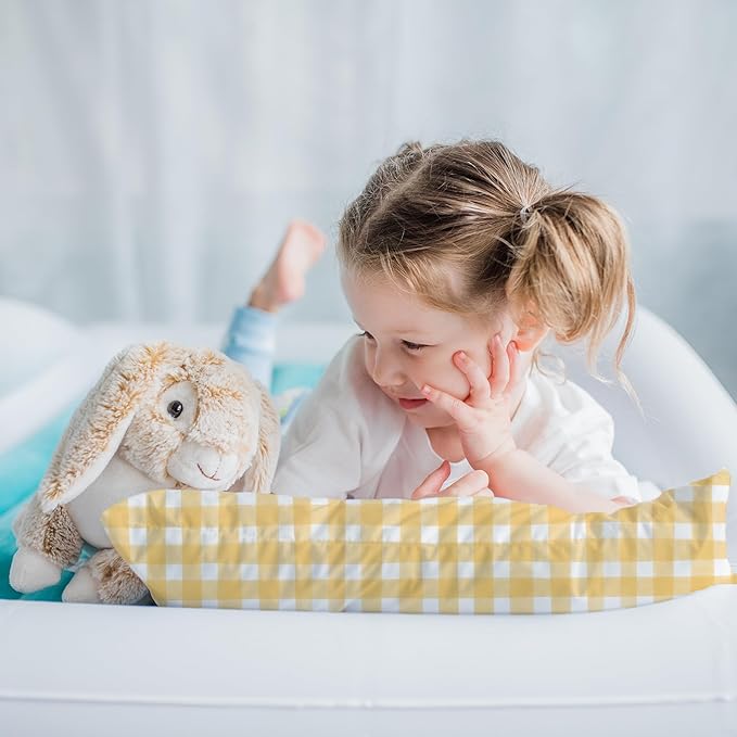Little Sleepy Head Youth Pillow, Jumbo Toddler Pillow with 16x22 Pillowcase, Hypoallergenic Kids Travel Pillow - Best Kids Sleep Pillows with Gingham Yellow Case and Soft Cover
