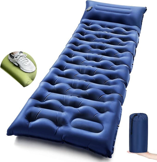 Camping Sleeping Pad,5.9 Inch Thick Camping Mat with Built in Pillow and Foot Pump,Self Inflating Sleeping Pad Ultralight for Camping Backpacking Tent(Green
