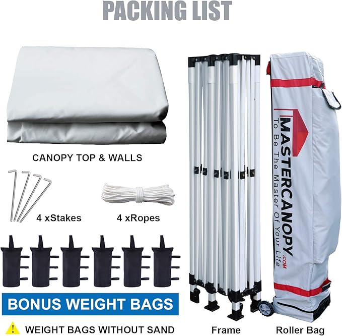 MASTERCANOPY Heavy Duty Pop-up Canopy Tent with Sidewalls (10x20,White)