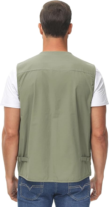 Lentta Men's Fishing Vest Summer Outdoor Lightweight Work Photo Vest 16 Pockets