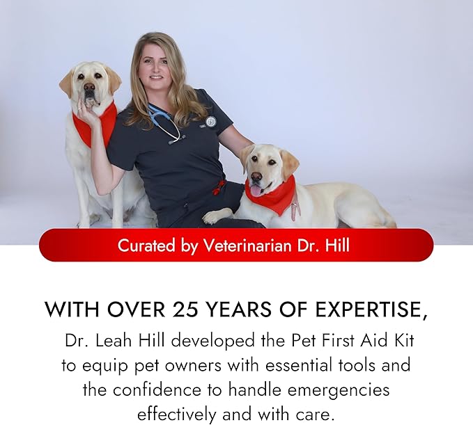 Pet Vet Medic Cat & Dog First Aid Kit - Dog Emergency Kit, Dog Health Supplies & Dog Wound Care -with Dog Thermometer, Dog Bandages for Wounds - Dog Essentials, Dog Travel Bag (Small)