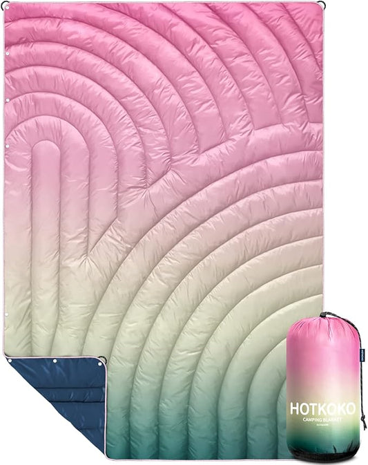 Mini Camping Blanket, Lightweight Down Alternative Puffy Blanket Packable Outdoor Blanket for Camping, Traveling, Stadium, Hiking, Picnics