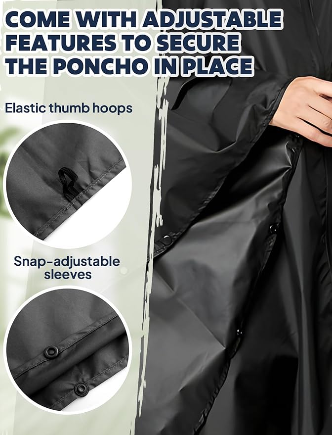 ANYOO Waterproof Rain Poncho Lightweight Reusable Hiking Hooded Coat Jacket for Outdoor Activities