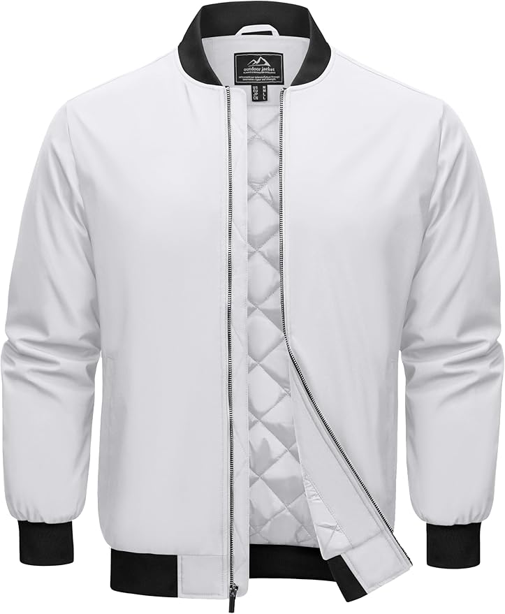 Cotrasen Men's Bomber Jacket Full Zip Windbreaker Warm Winter Windproof Casual Outwear Padded Lined Coats