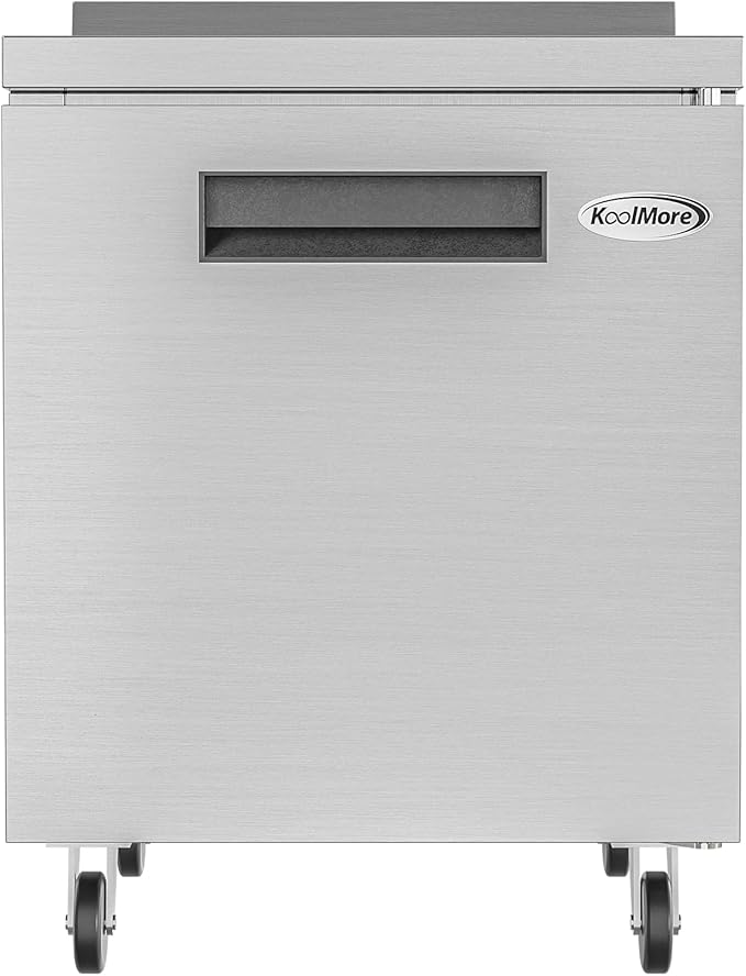 KoolMore FWT-1D-6C 27" Stainless Steel Worktop Commercial 3 1/2” Backsplash-6.3 cu.ft, Freezer Single Door
