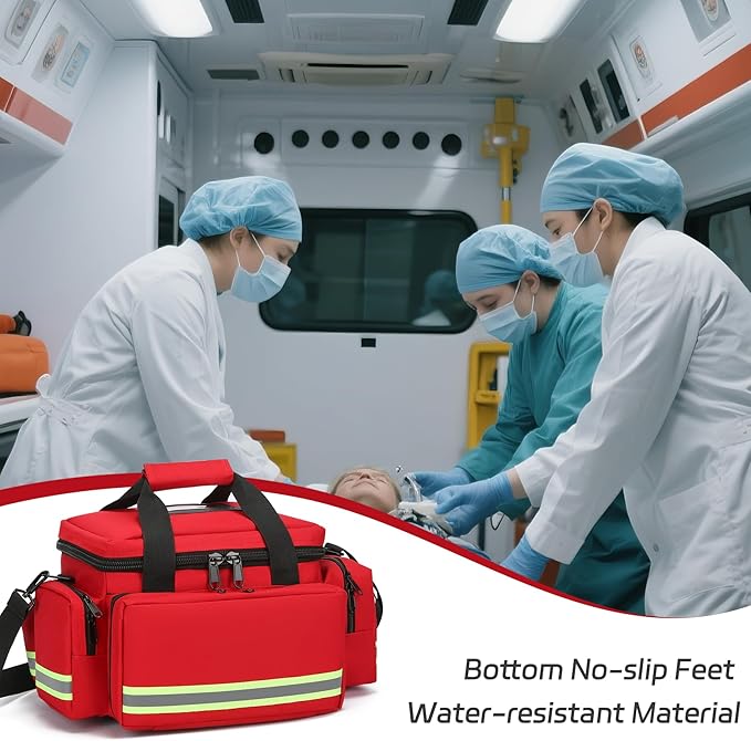 First Aid Bag Empty First Responder Bag,First Aid Kits Storage,Trauma Bag with Detachable Dividers, Medical Bag for Nurses,Ideal for EMT, EMS,Paramedics,Home Health Care(Bag Only)