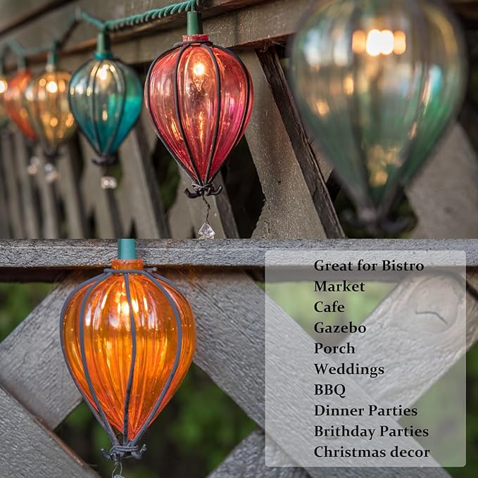 11FT Multicolor String Lights with 10 Bulbs, Colored Backyard Patio Lights String Lights, Hanging Indoor/Outdoor UL Listed for Bistro Wedding Party Bedroom Decor, 2PCS