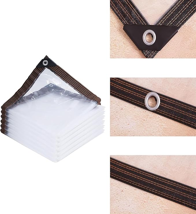 10' x 13' Clear Poly Tarp Heavy Duty with Grommets for Henhouse Porch Greenhouse Camping
