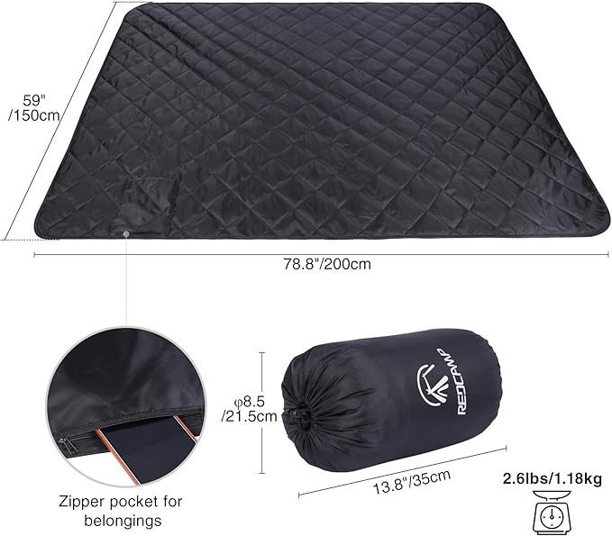 REDCAMP Large Warm Blanket with Sherpa Lining, Cold Weather Outdoor Blanket Windproof for Camping Stadium,Hiking, Machine Washable(79"x 79")