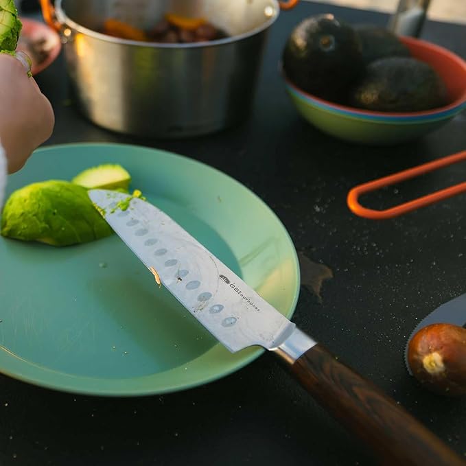 GSI Outdoors RAKAU 6" Chef Knife with Reclaimed Wood Handle and Protective Sheath