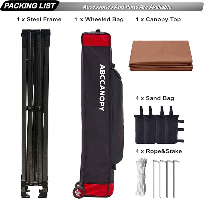 ABCCANOPY Patio Pop Up Canopy Tent 10x10 Commercial-Series (Brown)