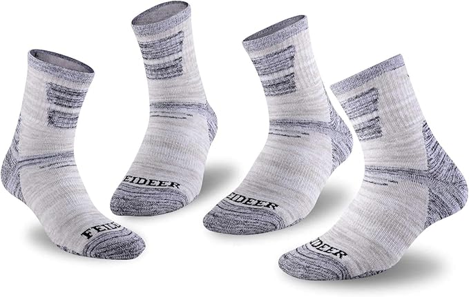 FEIDEER Men's Hiking Walking Socks, Multi-pack Wicking Cushioned Outdoor Recreation Cotton Quarter Crew Socks