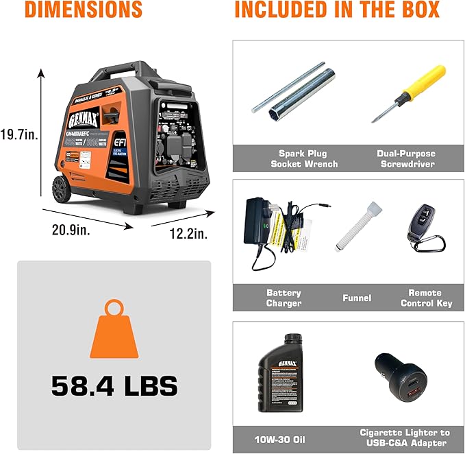 GENMAX Generator,EPA Compliant, Eco-Mode Feature, Ultra Lightweight for Backup Home Use & Camping