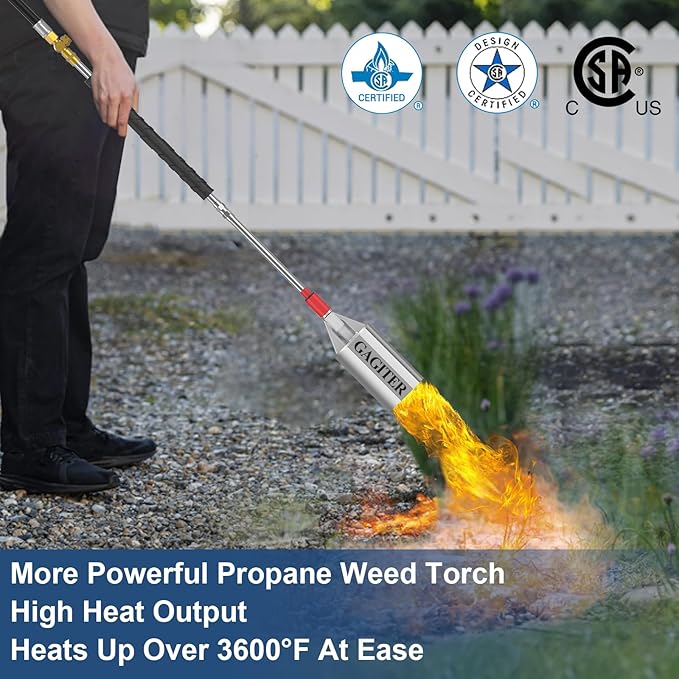 Propane Torch Weed Burner Kit,Blow Torch High Heat Output with Self Igniter,Heavy Duty Flamethrower with 10FT Hose Hose for Flame Weeding,Roof Asphalt,Ice Snow,Road Marking,Charcoal