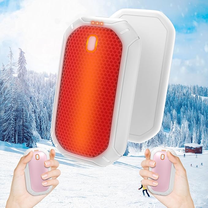 2 Pack Hand Warmers Rechargeable, 2025 New Portable Magnetic Electric with 12hrs Warmth, Double-Sided Heating Pocket Size for Outdoors, Camping - Winter Gifts for Women Men