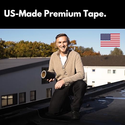 HSS Sealant Tape with MicroSealant - Waterproof Commercial Roofing Tape for Roof and RV Repair - UV- & Weatherproof - Black - 6 inch x 25 ft.