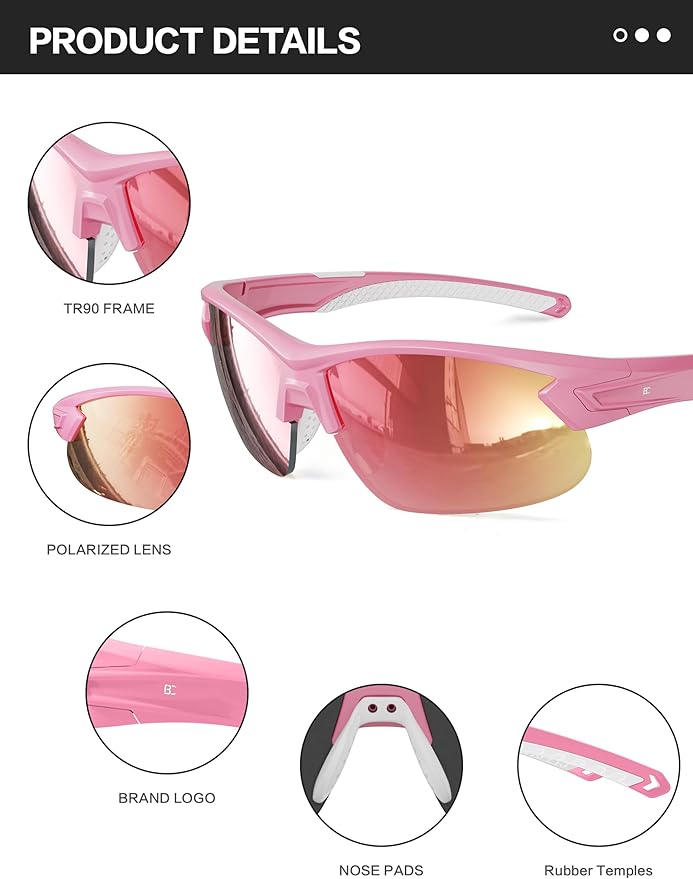 BIRCEN Polarized Sport Sunglasses for Men: UV Protection Fishing Shades for Golf Baseball Driving Motorcycle BC3065