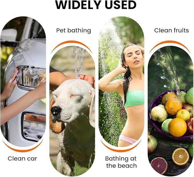 Portable Camping Shower,Rechargeable Outdoor Shower Kit with Foldable Bucket & Handheld Spray,Lightweight Travel Shower for Camping,Hiking,Beach,Car Washing,Pets & Emergency Use