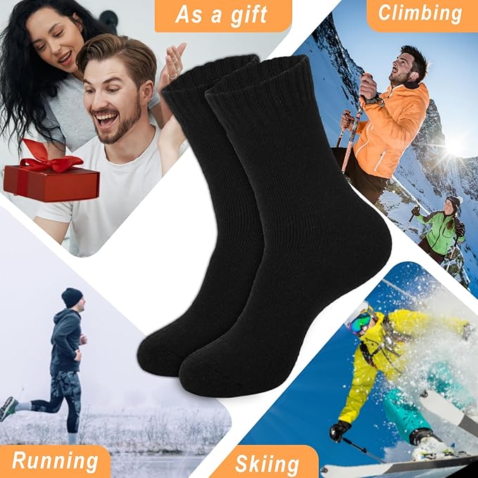 Josnown 5 Pairs Wool Socks Mens, Thick Warm Winter Thermal Cozy Boot Socks