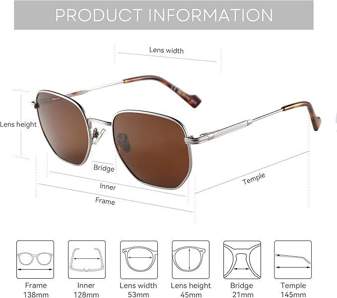 ZENOTTIC Hexagon Polarized Retro Sunglasses for Men Women-Vintage Metal Frame Design UV Protection Trendy Fashion Shades