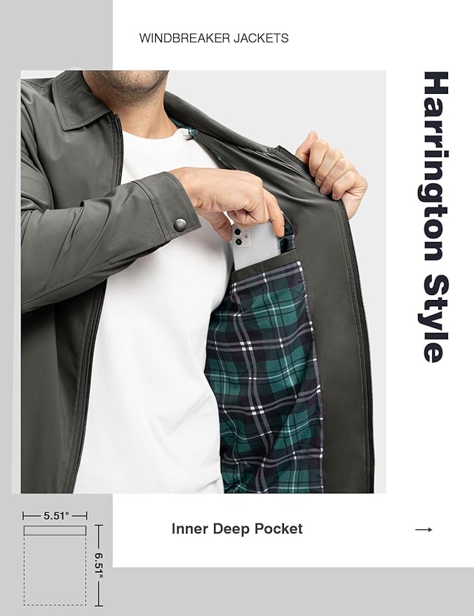 TBMPOY Men's Lightweight Jackets Casual Windbreaker Stylish Light Fall Spring Golf Work Dress Business