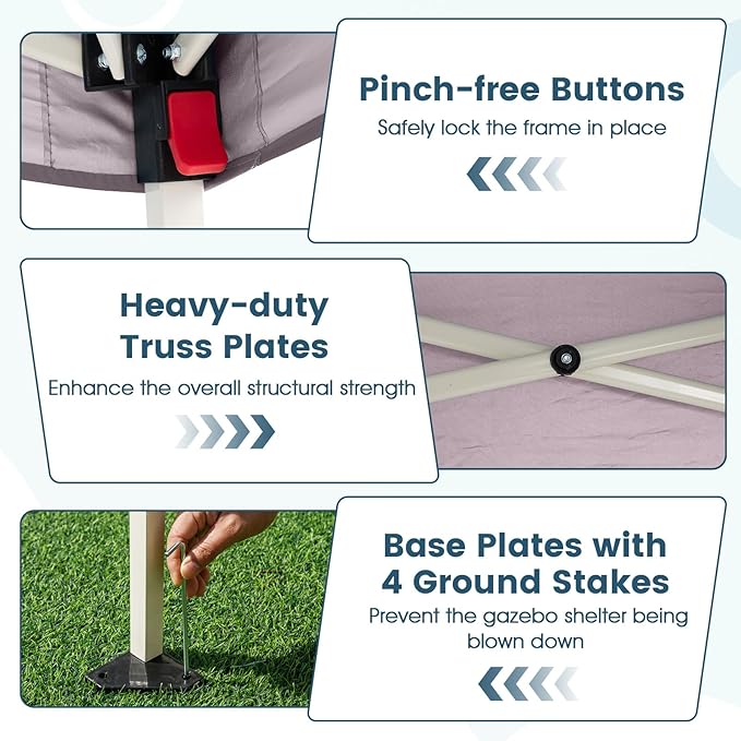 Tangkula 10x10 FT Pop Up Canopy with Sidewall, UPF 50+ Easy Setup Outdoor Tent with Backpack, 4 Stakes, Portable Heavy-Duty Canopy Tent for Party Events Camping Picnic, 10x10 Base, 8x8 Top