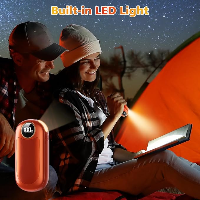 Hand Warmers Rechargeable 2 Pack, Dual Sided Electric Hand Warmer, 20Hrs Warmth, 8 Heating Mode, Portable Charging Pocket Heater for Men, Women, Raynauds, Camp, Hunting, Golf