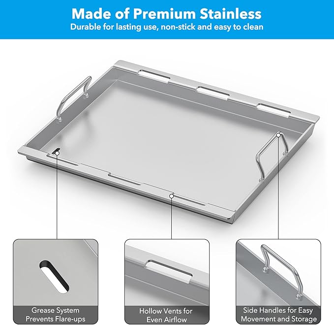 Stanbroil Full Size Griddle Insert for Weber Spirit 200 Series Gas Grill, Stainless Steel Flat Top Griddle for Weber Spirit I & II S-210 E-210 E-215 E-220
