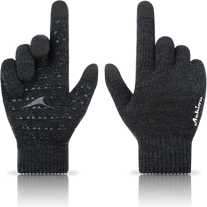 Achiou Winter Gloves, Glove for Men Women, Upgraded Touch Screen Texting Warm Running with Thermal Soft Knit Lining