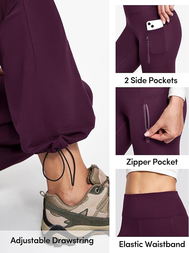IUGA Fleece Lined Pants Women Water Resistant Hiking Pants Winter Flare Leggings with Pockets Bootcut Thermal