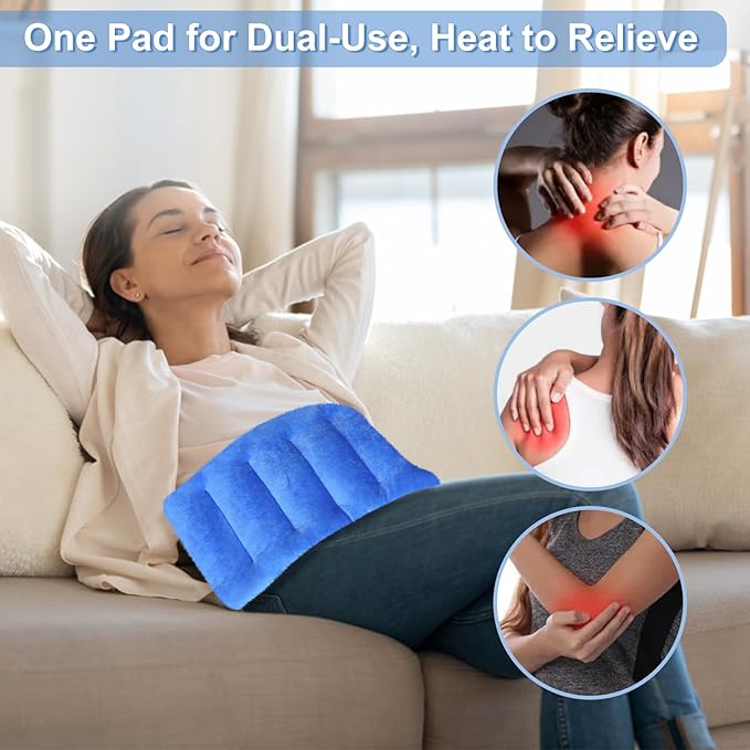 SuzziPad Microwavable Heating Pads for Neck and Shoulder Back Discomfort Reduction, 7x16 Heated Pad Microwave, Moist Hot Pack for Soothing Fatigue, Unscented Heat Packs, Sore Muscle, Navy Blue