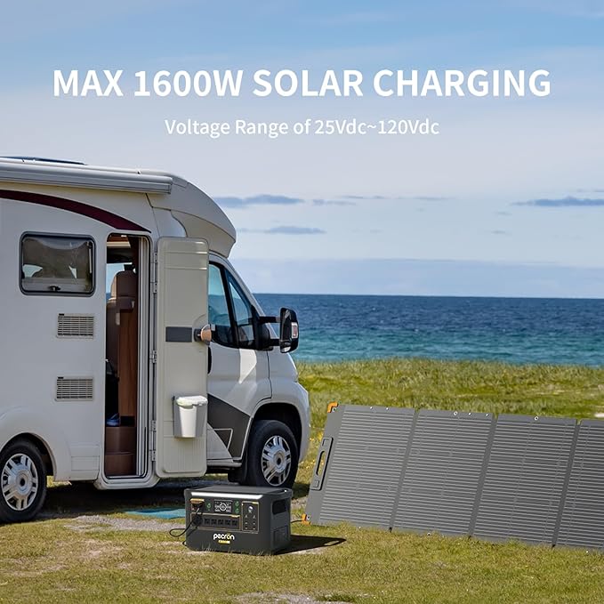 pecron Portable Power Station F3000LFP, 3072Wh Solar Generator, 3600W LiFePO4 Battery Home Backup, Fast Charging Lithium Battery with 100W USB-C Output for Home, Camping, RV, Emergency