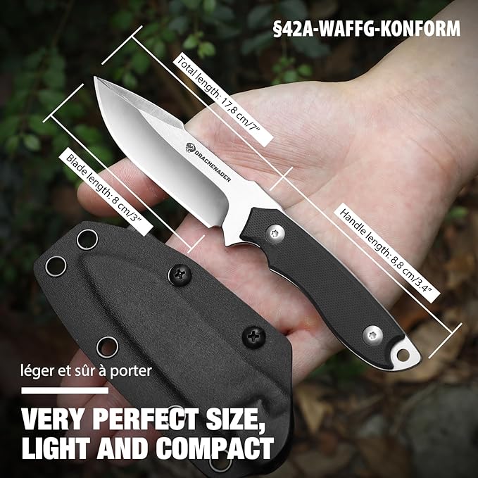 EDC Fixed Blade Knife with Kydex Sheath 7-Inch D2 Steel Small Tactical Knife with Clip Lock, Versatile for Horizontal and Vertical Carry