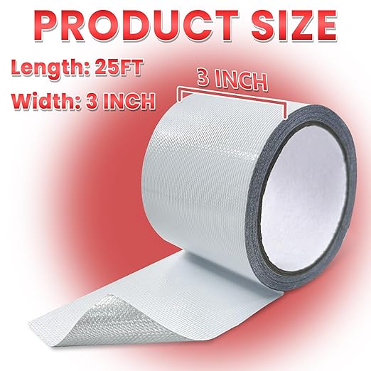 Birllaid Awning Repair Tape for Tarp, Heavy Duty Outdoor Repair Tape for Canvas, Boat Covers, Tent, Sail Tape, Tear Repair Patch Kit, Waterproof, UVproof, White