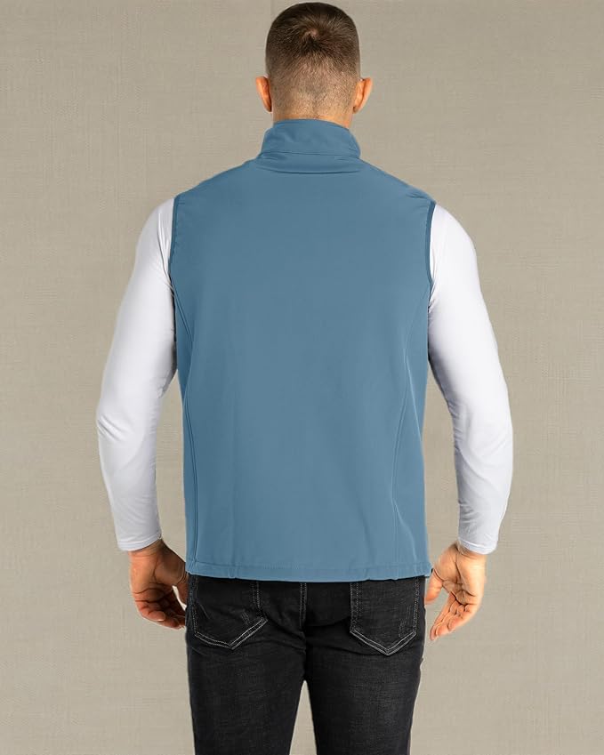 33,000ft Men's Lightweight Softshell Vest Outerwear Zip Up Fleece Lined Windproof Sleeveless Jacket for Golf Running Hiking