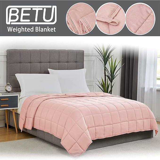 Pink Weighted Blanket for Adults (20lbs, 88"x104" King Size) - Cooling and Breathable Heavy Blankets for 130-220lbs with Premium Glass Beads - Soft Thick Blanket for All-Season Sleeping Comfort