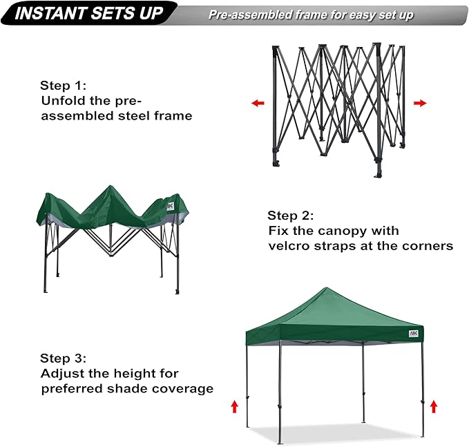 ABCCANOPY Patio Pop Up Canopy Tent 10x10 Commercial-Series (Forest Green)
