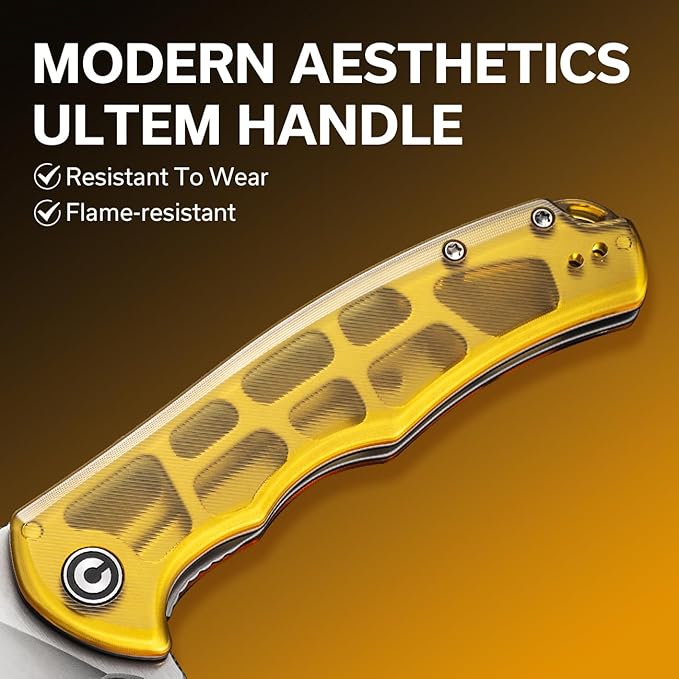 CIVIVI Praxis Pocket Folding Knife - Modern Aesthetics Ultem Handle, 3.75" Sharp Blade, Deep Carry Clip for EDC C803L