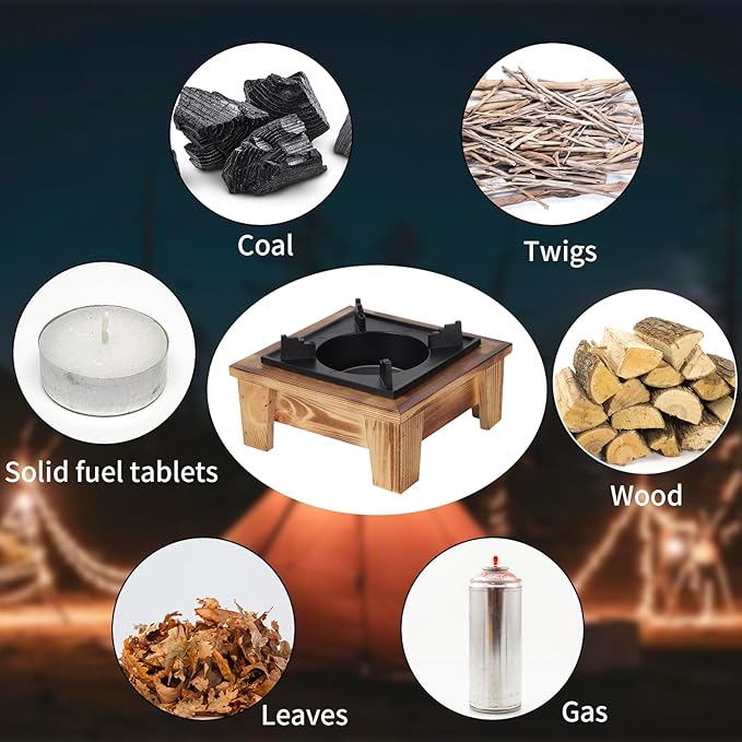 JUSTHERE Wood Alcohol Stove, Japanese Portable Small Wood Camping Stove for Outdoor Picnic, Travel, Alcohol Stove for Soup Pot Roasting Pan Kettle