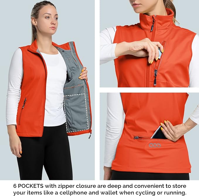 33,000ft Women's Lightweight Running Vest Outerwear with Pockets, Windproof Sleeveless Jacket for Golf Hiking Travel