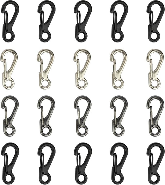 SWATOM Small Mini Carabiner Clip Tiny Spring Snap Hook Keychains Micro Carabiners for Paracord EDC Alloy Key Rings Outdoor Hiking Fishing Camping Backpack Accessories