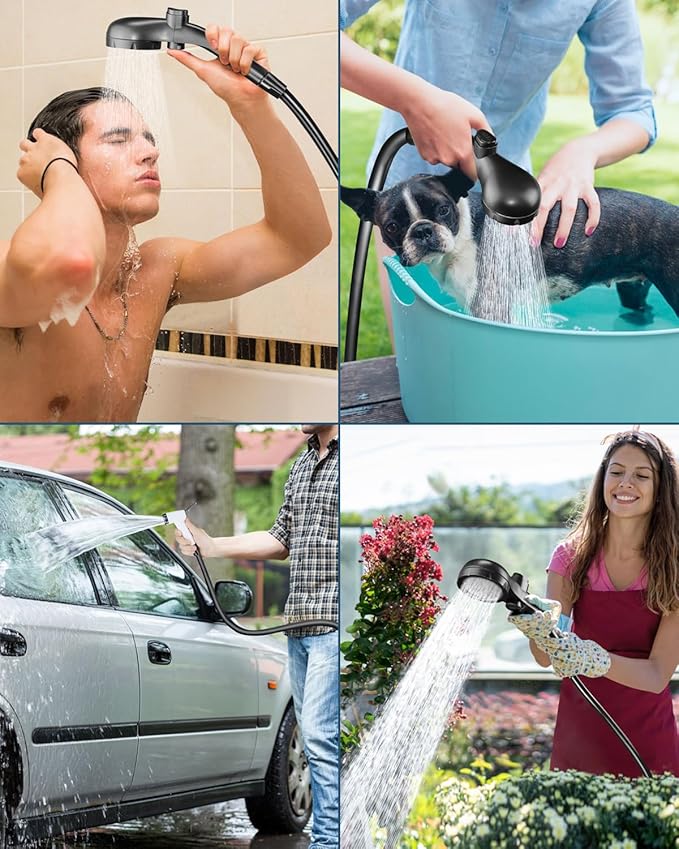 AUTOPkio Portable Camping Shower, Upgraded Outdoor Shower with 6000mAh Rechargeable Battery Pump & Digital Display for Hiking, Travel, Car, Pet Bath, Watering, Emergency