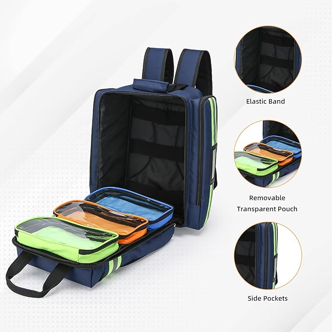 Medical Bag Backpack Empty First Aid Backpack Emergency Empty,Medicine Bag Empty,Medical Bag Organizer,Emergency Medical Backpack,First Aid Backpack, Medicine Mag for Traveling Nurses(Bag Only)