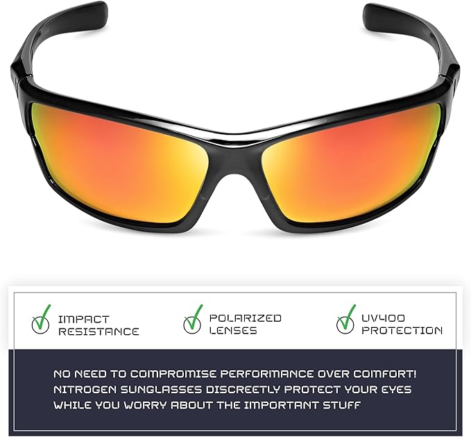 Nitrogen Polarized Wrap Around Sport Sunglasses for Men Women UV400 Driving Fishing Running Sun Glasses