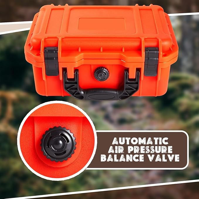 22.4 x 16.1 x 10.2 Inch Waterproof Hard Case with DIY Customizable Foam Insert Portable Protective Case with Knife for Camera Drones Equipments Tools Test Instruments (Reddish Orange)
