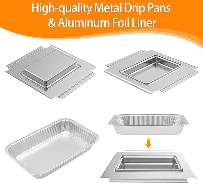 SafBbcue 80580 Grease Catch Pan with 12 Pack Drip Pan Liners for Weber Q200 & Q300 Grill,Grease Tray for Weber Q2000 Q2200 Q200 Q220 Q3000 Q3200 Q240 Q300 Q320 Q2400 394001 Grill Replacement Parts